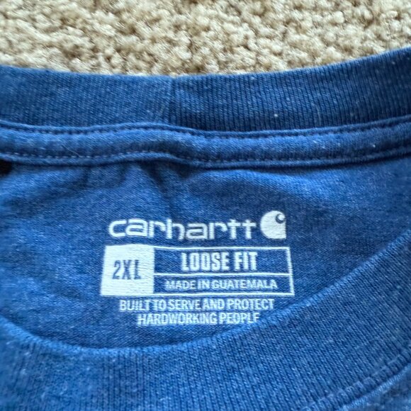 Mens CARHARTT pocket t shirt BLUE 2XL Loose Fit NEW no tags - Picture 2 of 4